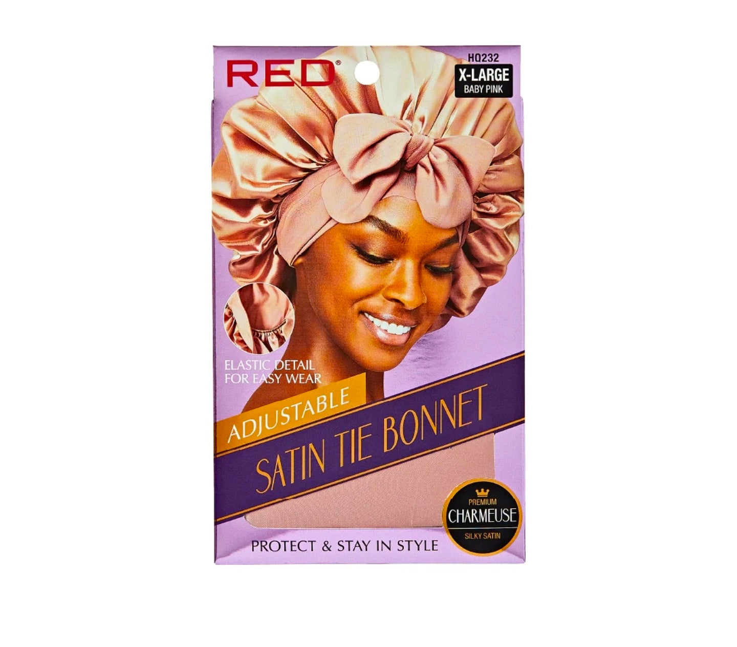 Red satin bonnet x large