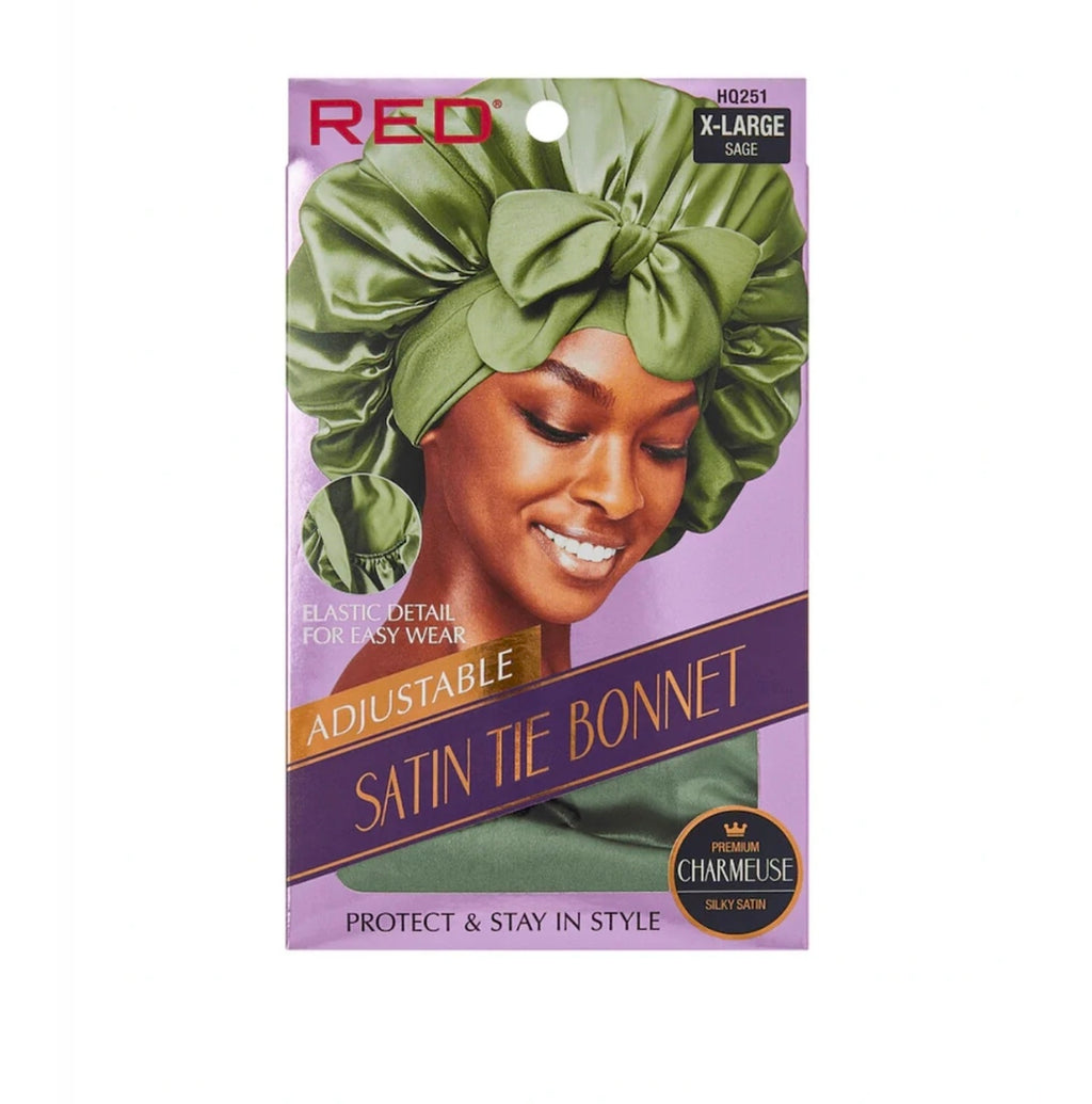 Red satin bonnet x large