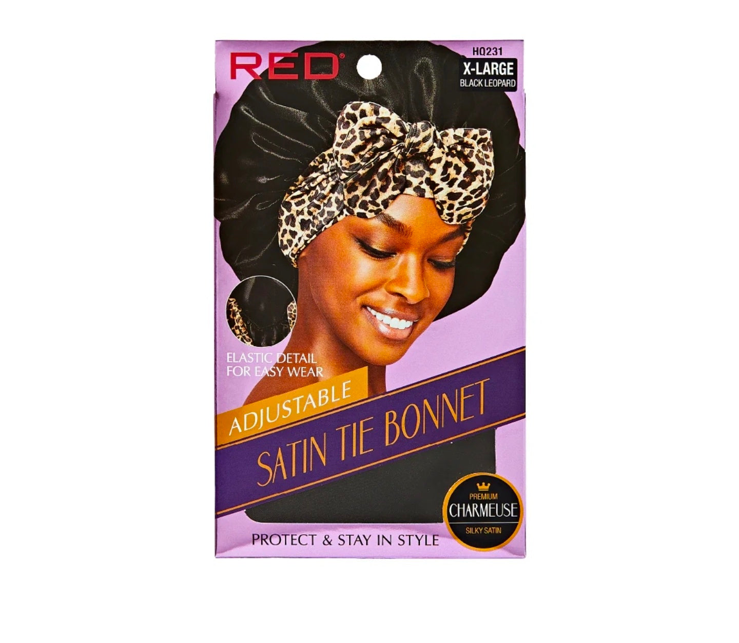 Red satin bonnet x large