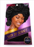 Red satin bonnet x large