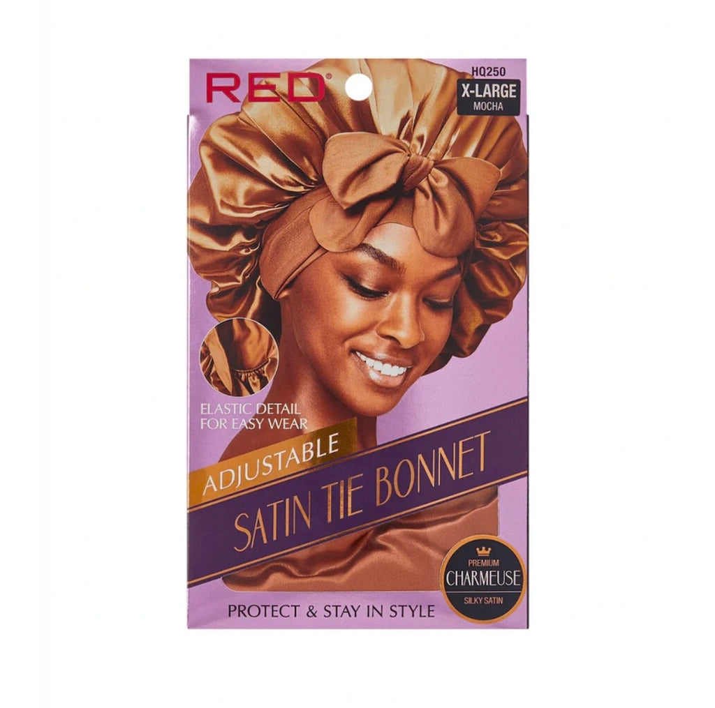Red satin bonnet x large