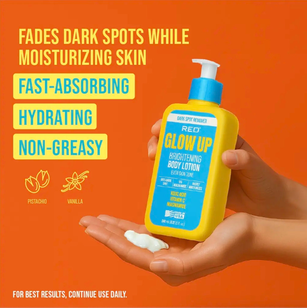 Red glow up brightening body lotion