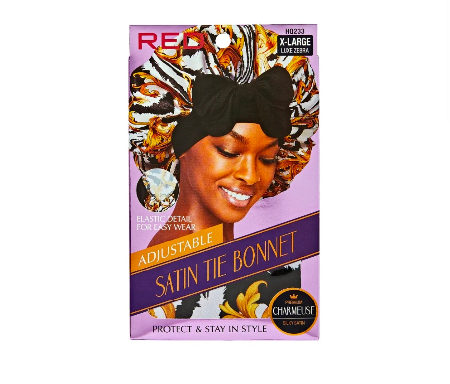 Red satin bonnet x large