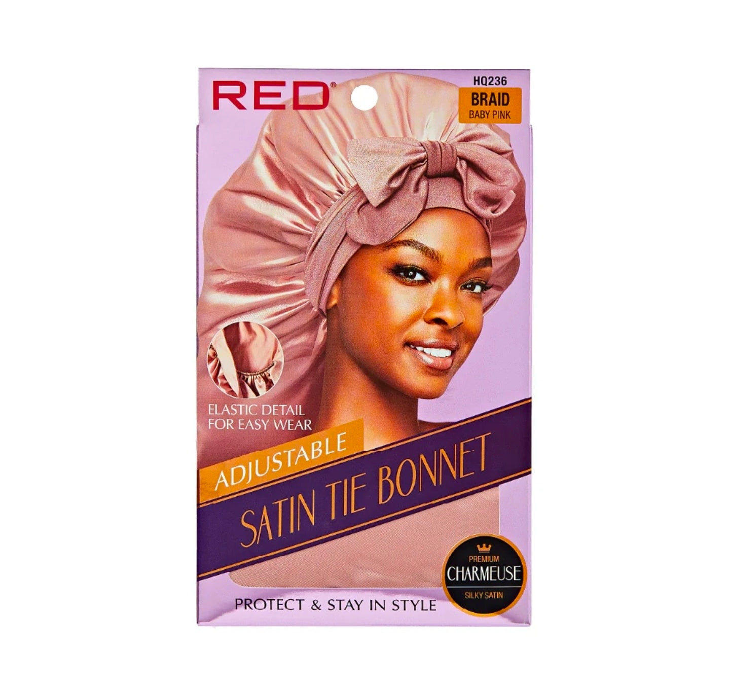Red satin tie bonnet braid