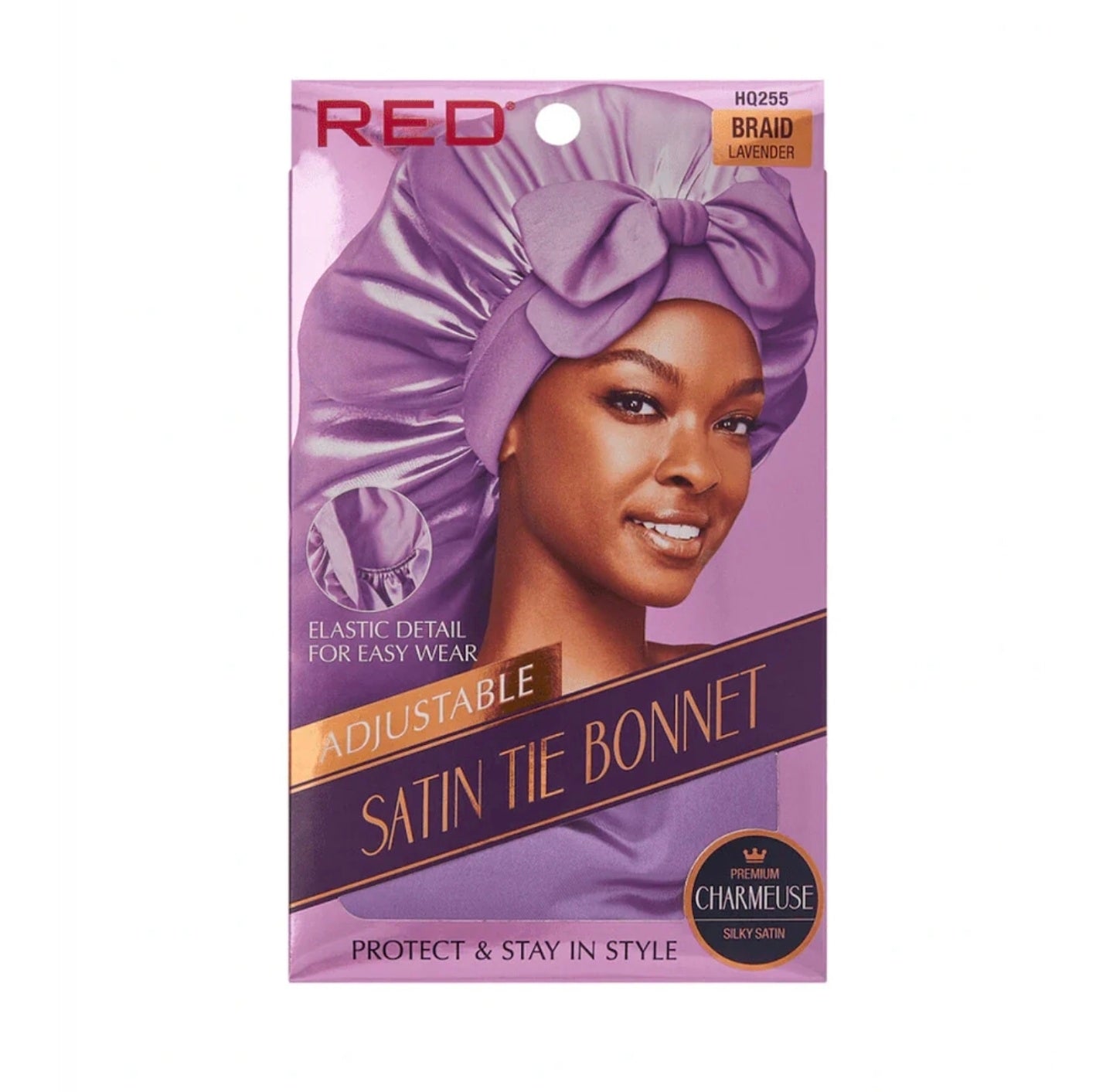Red satin tie bonnet braid