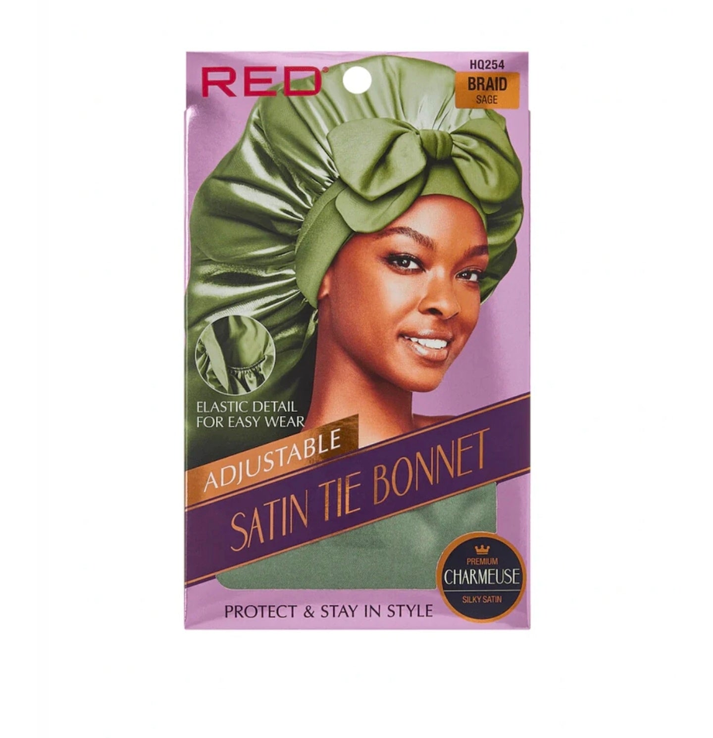 Red satin tie bonnet braid
